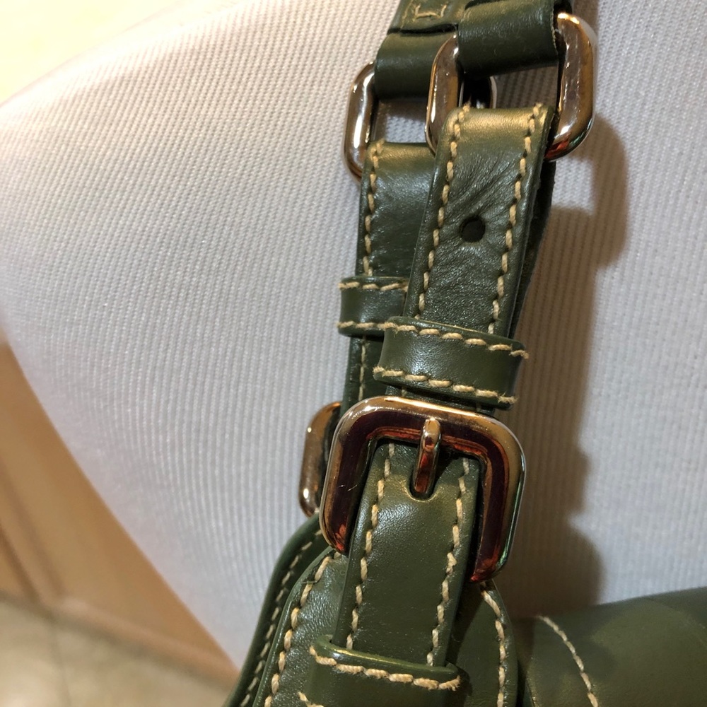 Prada Green Leather and Canvas Hobo with Gold Hardware - Picture 6 of 14